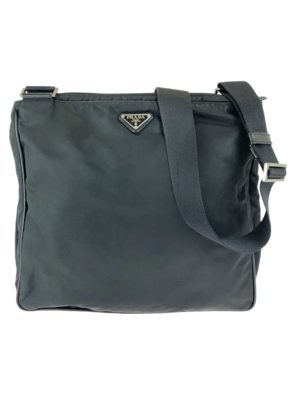 Prada Tessuto Black Silver Nylon Shoulder Bag